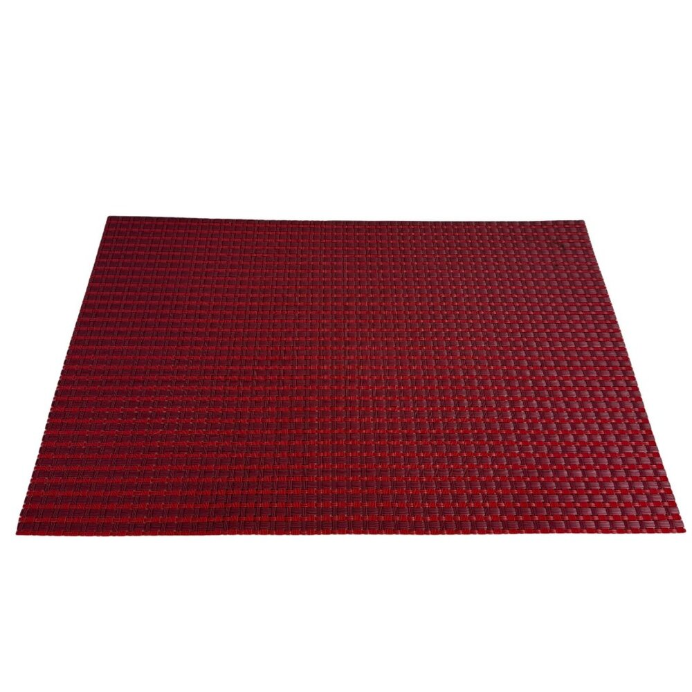 Vinyl Woven Placemats Set of 4 Red Indoor Outdoor Kitchen Pool Side Dining Table